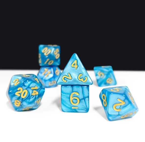 Ocean Sapphire Pearl 7-Dice Set: D&D Roleplaying Essentials