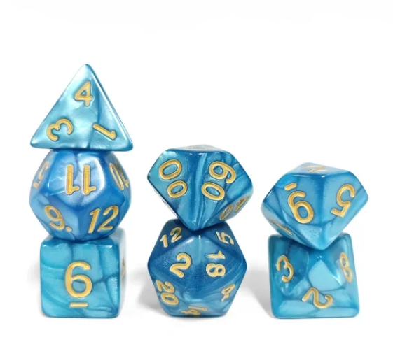 Ocean Sapphire Pearl 7-Dice Set: D&D Roleplaying Essentials