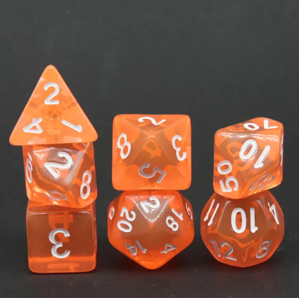 Radiant Orange Translucent Dice Set: D&D Roleplaying Essentials