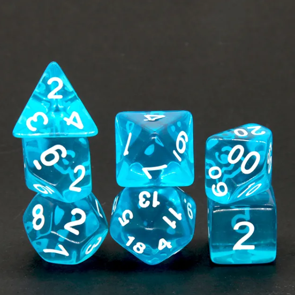 Mystic Blue Translucent Dice Set: D&D Roleplaying Essentials