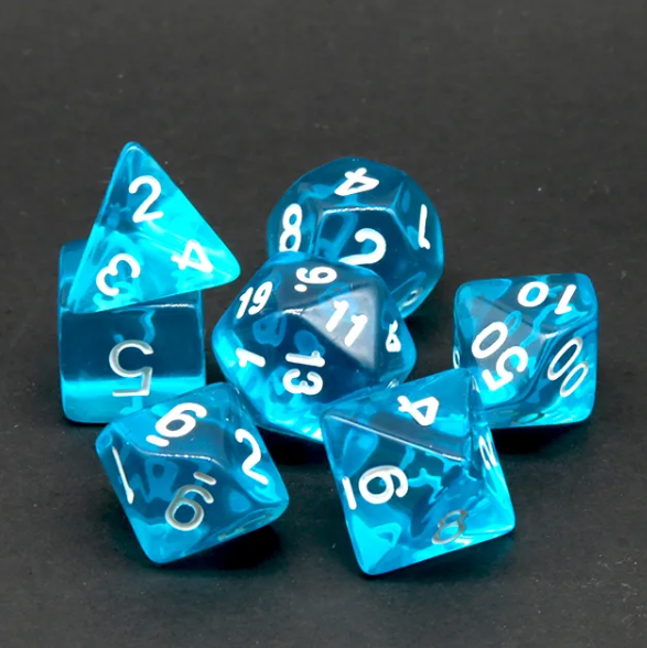 Mystic Blue Translucent Dice Set: D&D Roleplaying Essentials