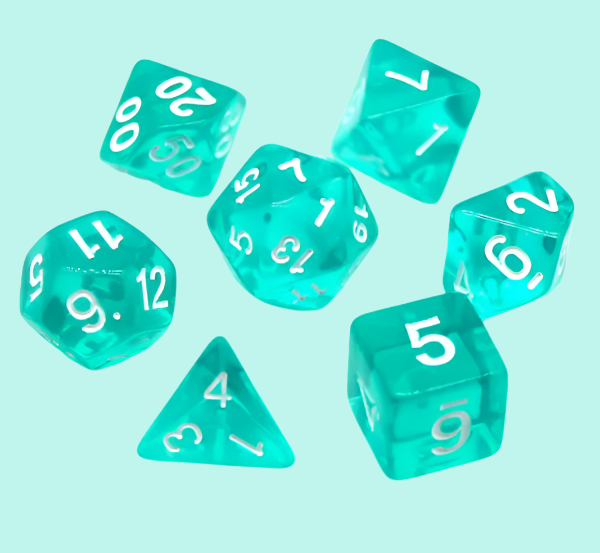 Radiant Teal Translucent Dice Set: D&D Roleplaying Essentials