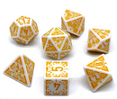 Arcane Radiance White and Yellow Polyhedral Dice Set | 7-Dice White