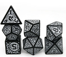 Black with White Ink Irregular Pattern Fill | 7-Dice Acrylic Dice Set