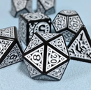 Black with White Ink Irregular Pattern Fill | 7-Dice Acrylic Dice Set