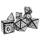 Black with White Ink Irregular Pattern Fill | 7-Dice Acrylic Dice Set