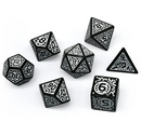 Black with White Ink Irregular Pattern Fill | 7-Dice Acrylic Dice Set