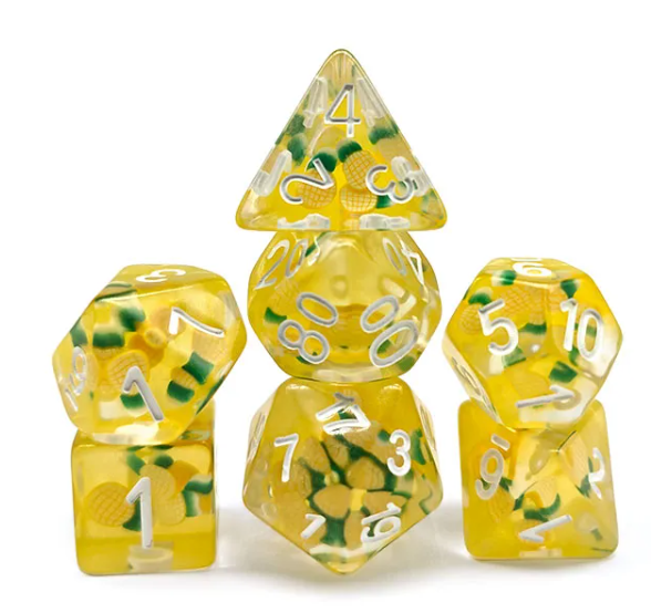 Pineapple Themed Dice | 7-Dice Resin Dice Set RPG Dice