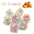 Fruit Medloy | 7-Dice Resin Dice Set DND Dice with Inclusion