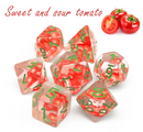 Tomato Themed Dice | 7-Dice Resin Dice Set DND Role Playing Dice