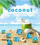 Coconut Themed Dice | 7-Dice Resin Dice Set Polyhederal Dice Set