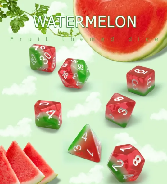 Watermelon  | 7-Dice Resin Dice Set DND Dice Layered Dice