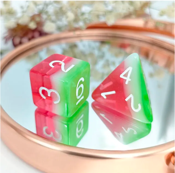 Watermelon  | 7-Dice Resin Dice Set DND Dice Layered Dice