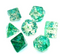 Clear-Green Blend | 7-Dice DnD Set w/Green Numbers and Glitter