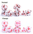 Crimson Dawn: 7-Dice Acrylic DnD Set - Heat Reactive Color Change Dice