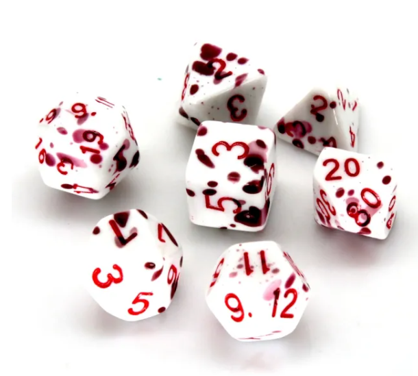 Crimson Dawn: 7-Dice Acrylic DnD Set - Heat Reactive Color Change Dice