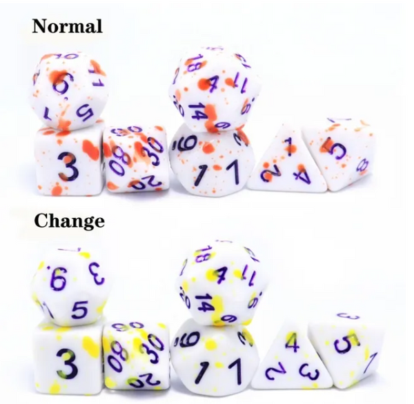 Solar Eclipse: 7-Dice Acrylic DnD Set - Heat Reactive Color Change Dice