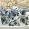 Marbled Elegance 7-Dice RPG Set - White with Grey Veins and Black Numbers