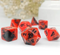 Inferno Blaze 7-Dice RPG Set - Red and Black Marble with Black Numbers