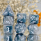 Stormy Veil 7-Dice RPG Set - Grey Marble with White Numbers