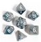 Stormy Veil 7-Dice RPG Set - Grey Marble with White Numbers