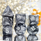 Obsidian Marble 7-Dice RPG Set - Black with Silver Swirl and White Numbers