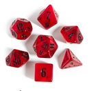 Crimson Abyss 7-Dice RPG Set - Deep Translucent Red with Black Numbers