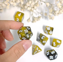 Golden Ember 7-Dice RPG Set - Amber with White Numbers