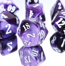 Amethyst Veil 7-Dice RPG Set - Deep Purple with White Number