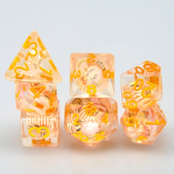 Hot Air Balloon  | 7-Dice Resin Dice Set DND Dice Orange