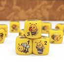 Happy Bee Themed 16mm Rounded Edge Dice | Printed d6 Dice