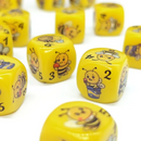 Happy Bee Themed 16mm Rounded Edge Dice | Printed d6 Dice