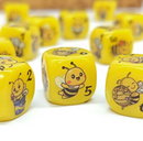 Happy Bee Themed 16mm Rounded Edge Dice | Printed d6 Dice