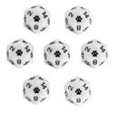 Paw Print d20 | White Single 21mm d20 w/Black Font