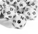 Paw Print d20 | White Single 21mm d20 w/Black Font