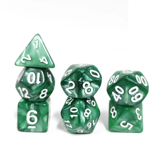 Verdant Emerald Pearl 7-Dice Set: D&D Roleplaying Essentials