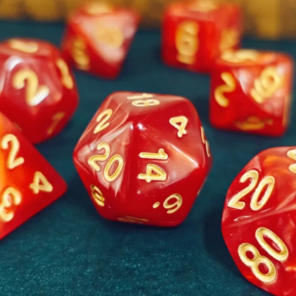 Crimson Gold Pearl 7-Dice Set: D&D Roleplaying Essentials