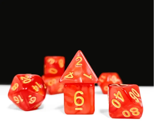 Crimson Gold Pearl 7-Dice Set: D&D Roleplaying Essentials