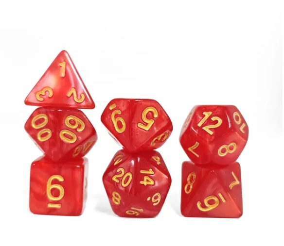 Crimson Gold Pearl 7-Dice Set: D&D Roleplaying Essentials