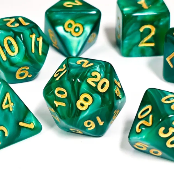 Jade Gold Pearl 7-Dice Set: D&D Roleplaying Essentials