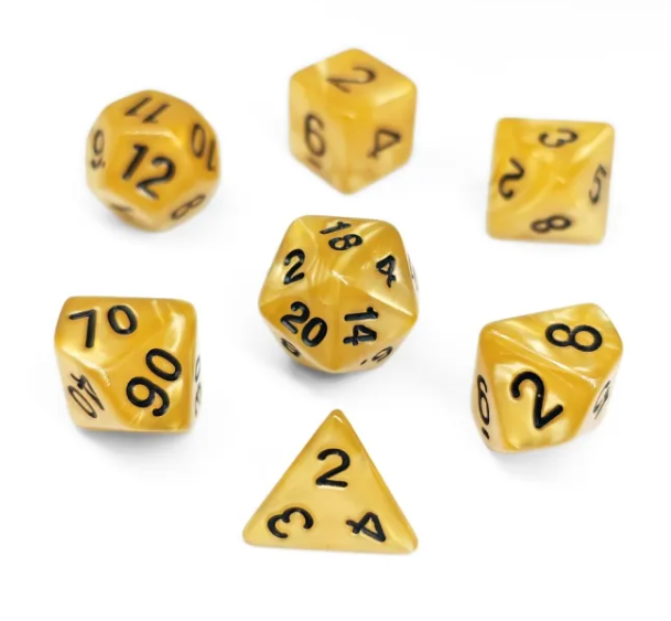 Golden Sun Pearl 7-Dice Set: D&D Roleplaying Essentials