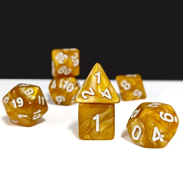 Caramel Glow Pearl 7-Dice Set: D&D Roleplaying Essentials