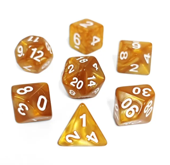 Caramel Glow Pearl 7-Dice Set: D&D Roleplaying Essentials