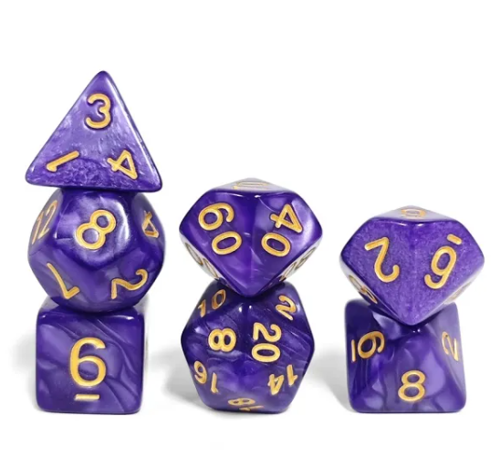 Royal Amethyst Pearl 7-Dice Set: D&D Roleplaying Essentials