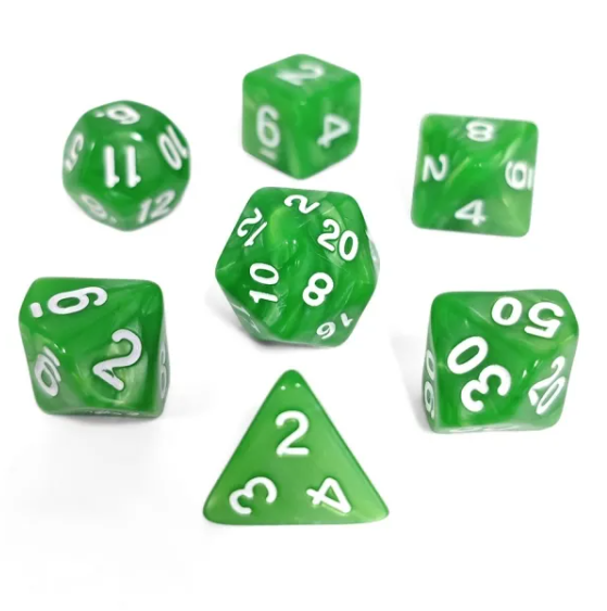 Jade Forest Pearl 7-Dice Set: D&D Roleplaying Essentials