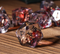 Crimson Veil: Rogue's Deception 7-Dice Set with Gilded Triple Dagger Inlay