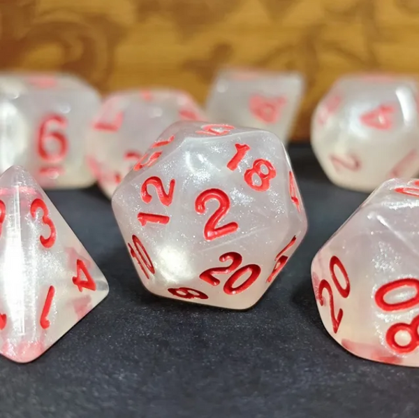 Aurora Collection – "Crimson Frost" 7-Dice Set