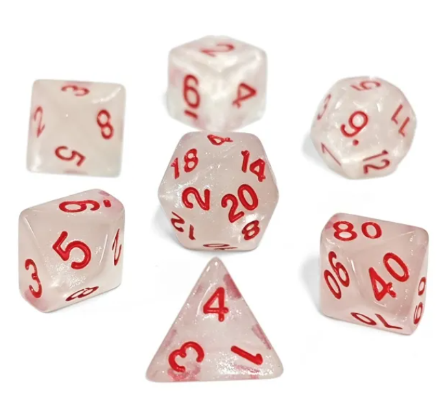 Aurora Collection – "Crimson Frost" 7-Dice Set