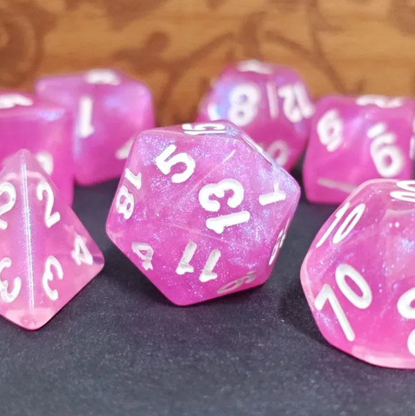 Aurora Collection - "Cosmic Pink" 7-Dice Set