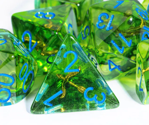 Mystic Archer's Enchantment | Green 7-Dice DND Hunter Dice Set